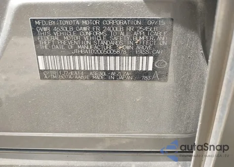 2016 Lexus Is 200T из США, поврежденный, VIN JTHBA1D20G5005878